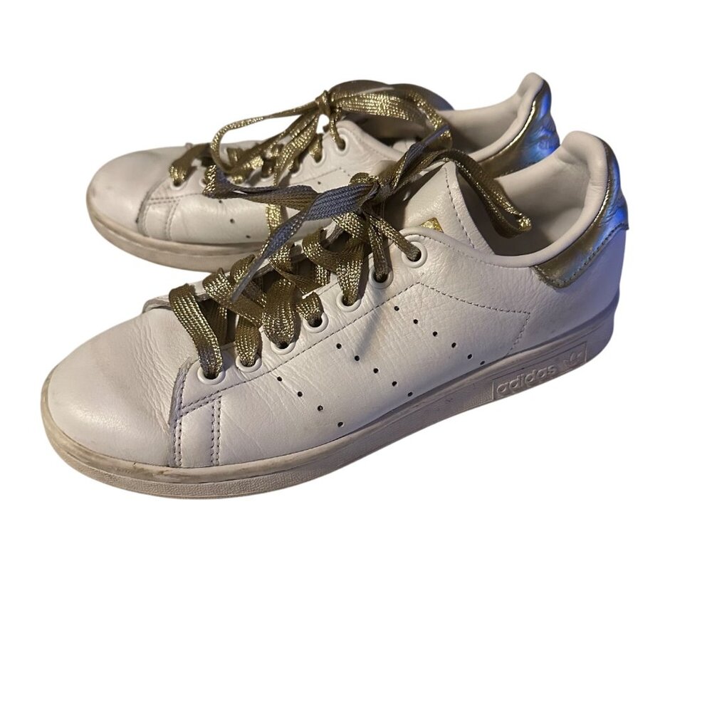 Adidas Stan Smith white and gold leather sneakers size 7